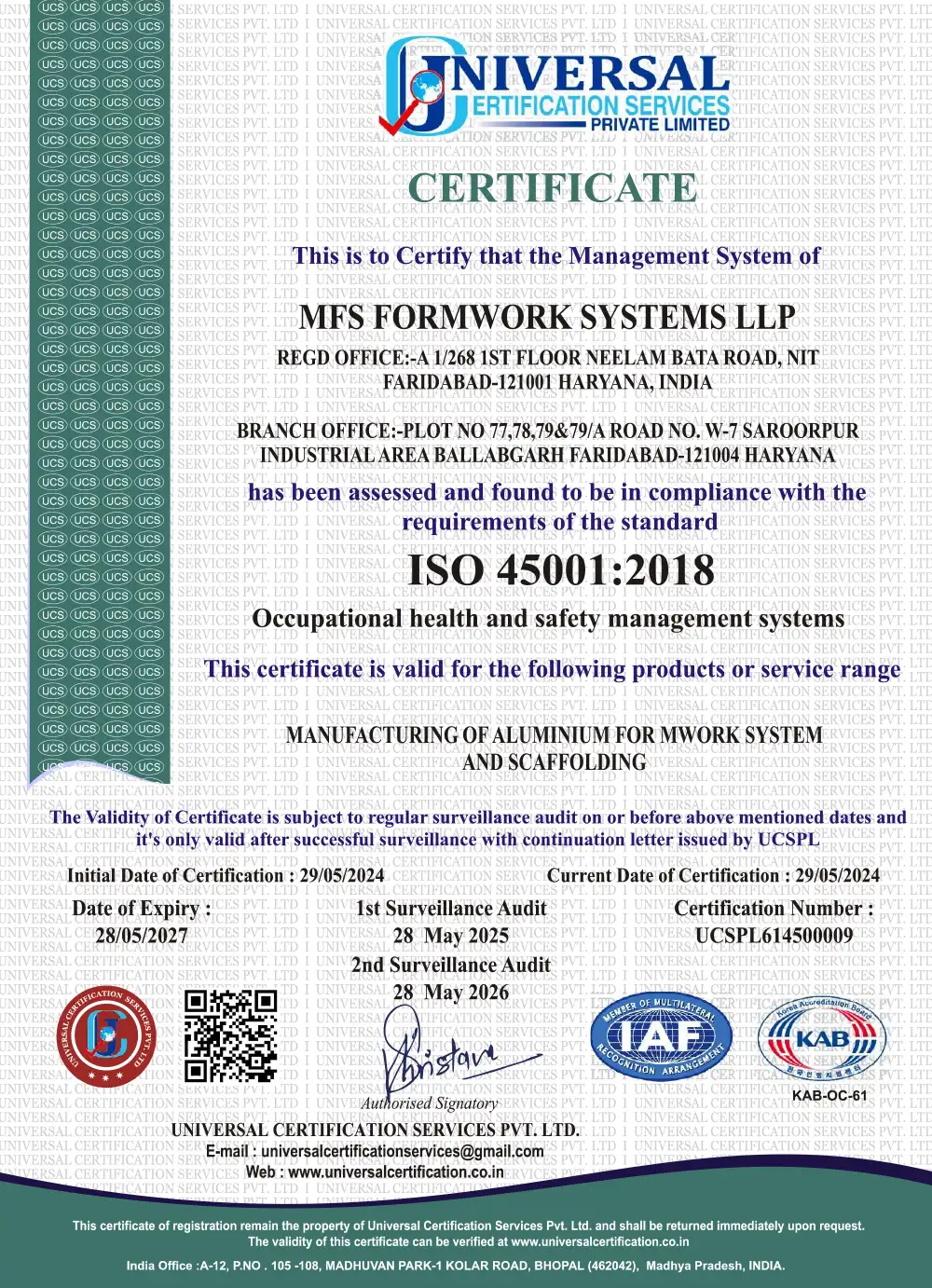 ISO 45001 -2018 Health & Safety